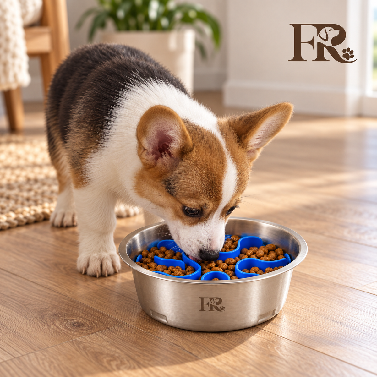 Stainless Steel Slow Feeder Dog Bowl with Removable Insert, Medium, 2-Cup Capacity