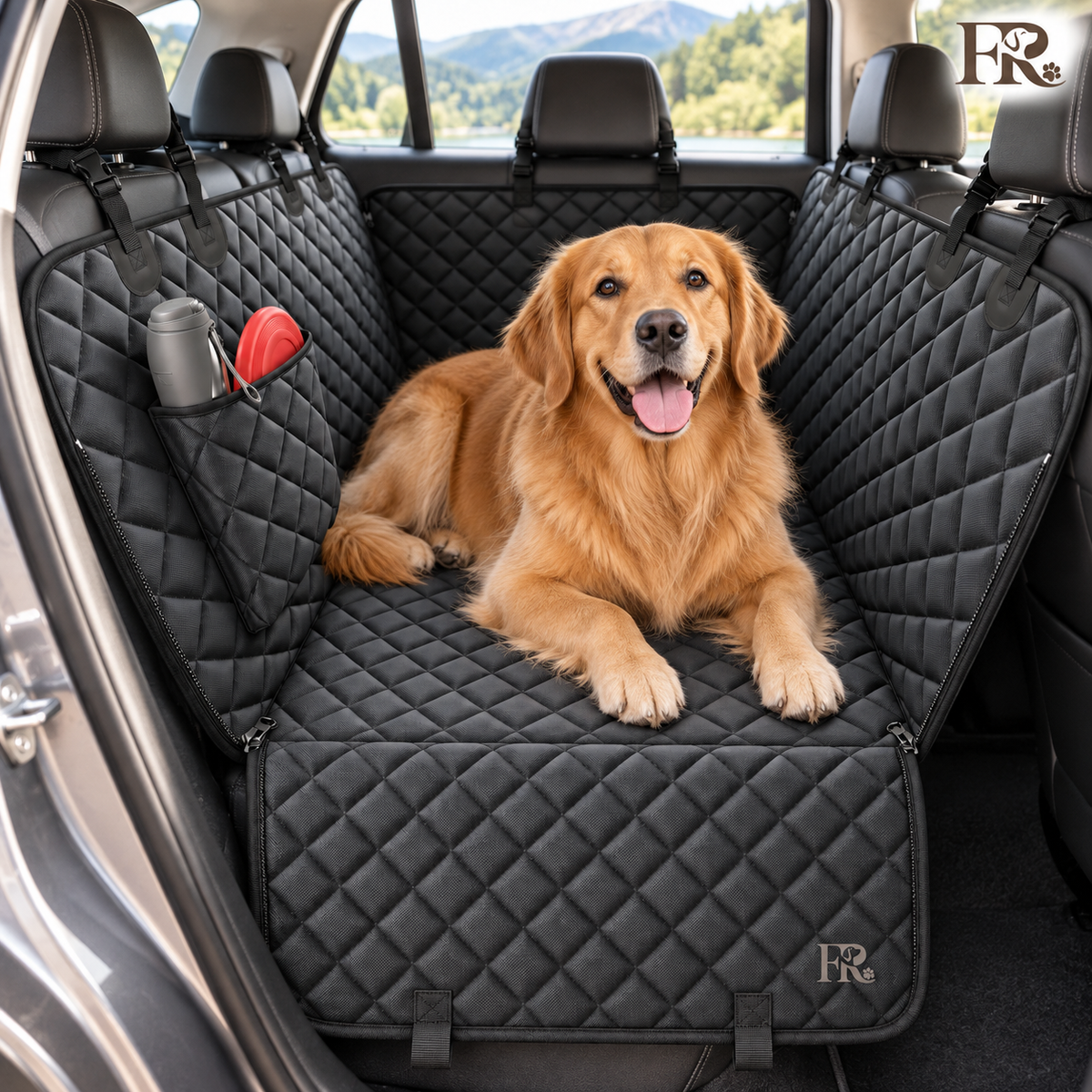 Furry Rascals Waterproof Dog Car Seat Cover & Hammock – Black