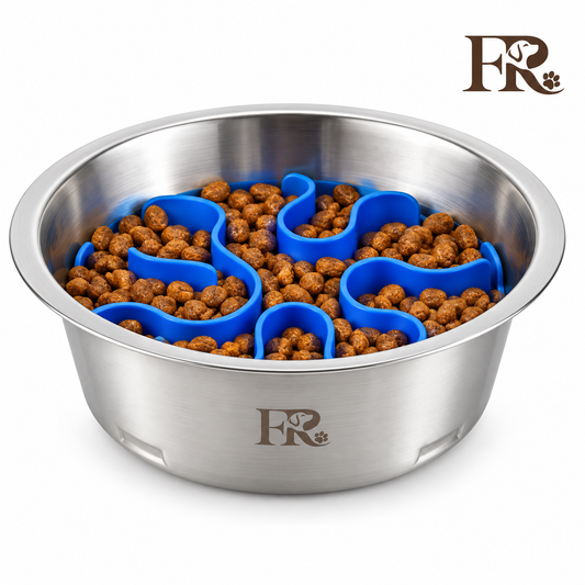Stainless Steel Slow Feeder Dog Bowl with Removable Insert, Medium, 2-Cup Capacity