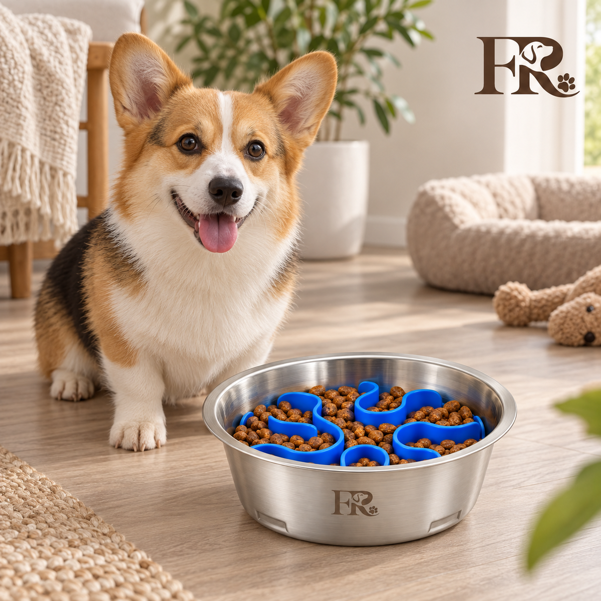 Stainless Steel Slow Feeder Dog Bowl with Removable Insert, Medium, 2-Cup Capacity