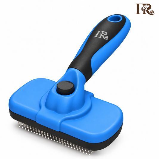 Furry Rascals Self-Cleaning Slicker Brush – Blue