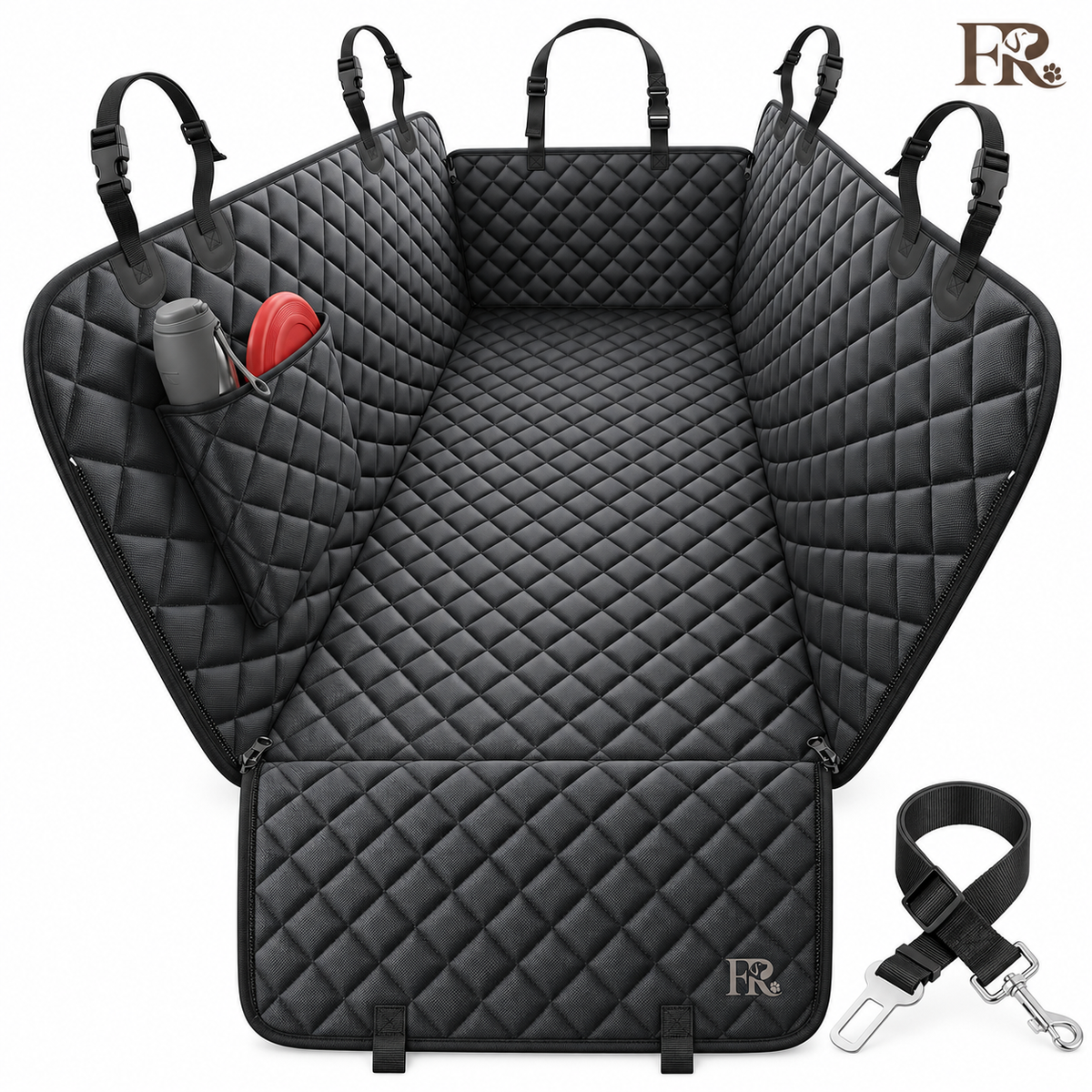 Furry Rascals Waterproof Dog Car Seat Cover & Hammock – Black