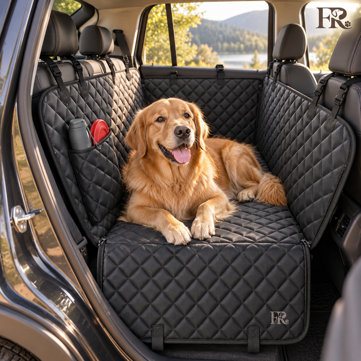 Furry Rascals Waterproof Dog Car Seat Cover & Hammock – Black
